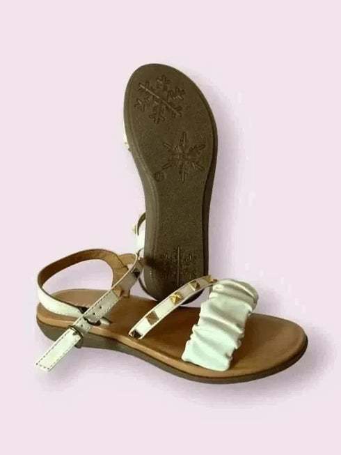 Womens White Studded Casual Dress Comfort Wedges
